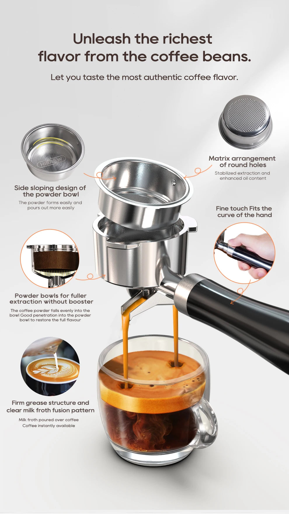 HiBREW Semi Automatic Espresso Coffee Machine
