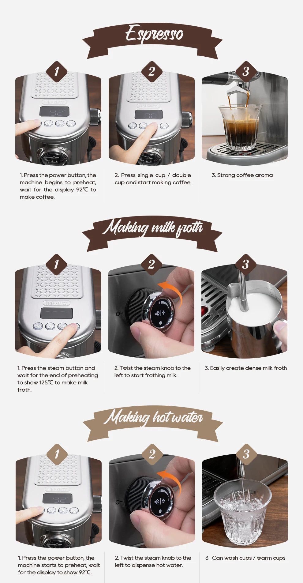 HiBREW Semi Automatic Espresso Coffee Machine