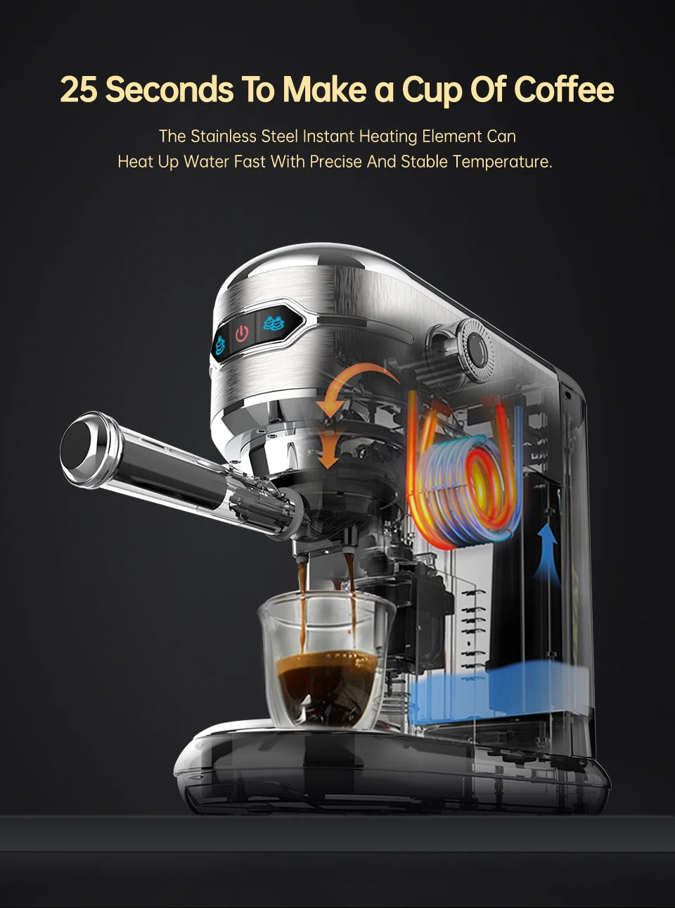 HiBREW Semi Automatic  Espresso Cappuccino Machine
