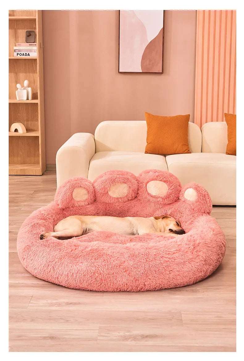 Fluffy & Warm Winter Pet Sofa Bed Basket - Cozy Mat for Small/Large Dogs, Puppies & Cats with Blanket