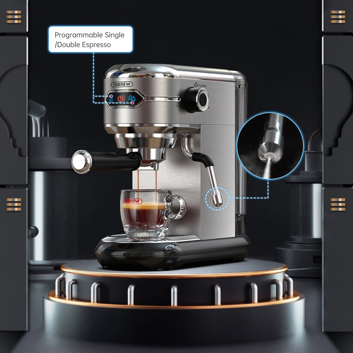 HiBREW Semi Automatic  Espresso Cappuccino Machine