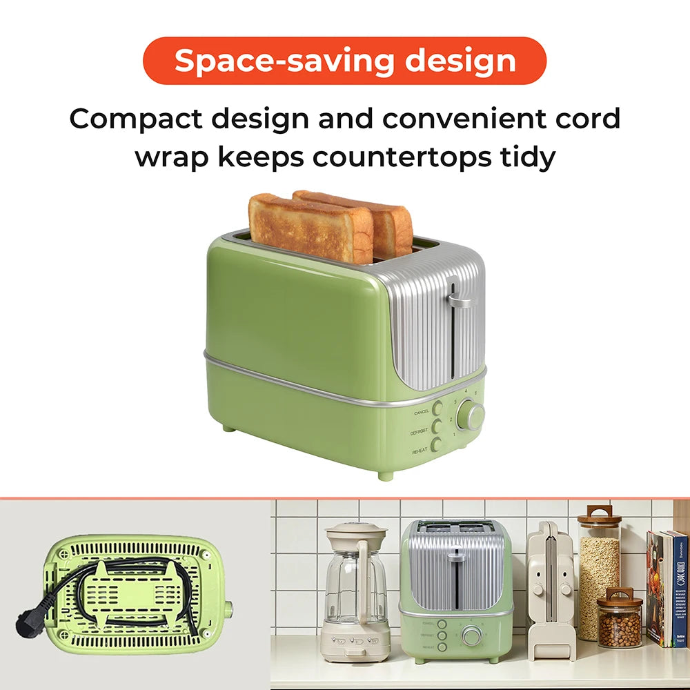 2 Slice Wide Slot Toaster with 7 Preset Temperature and Defrost Small Household Bread Maker Sandwich Maker Toaster US/EU plug
