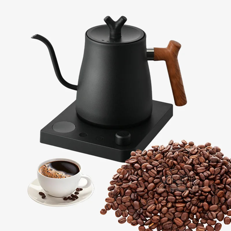 1L Smart Temperature Control Electric Gooseneck Kettle 220V/110V Stainless Steel Hand Brew Coffee Rapid Heating Kettle