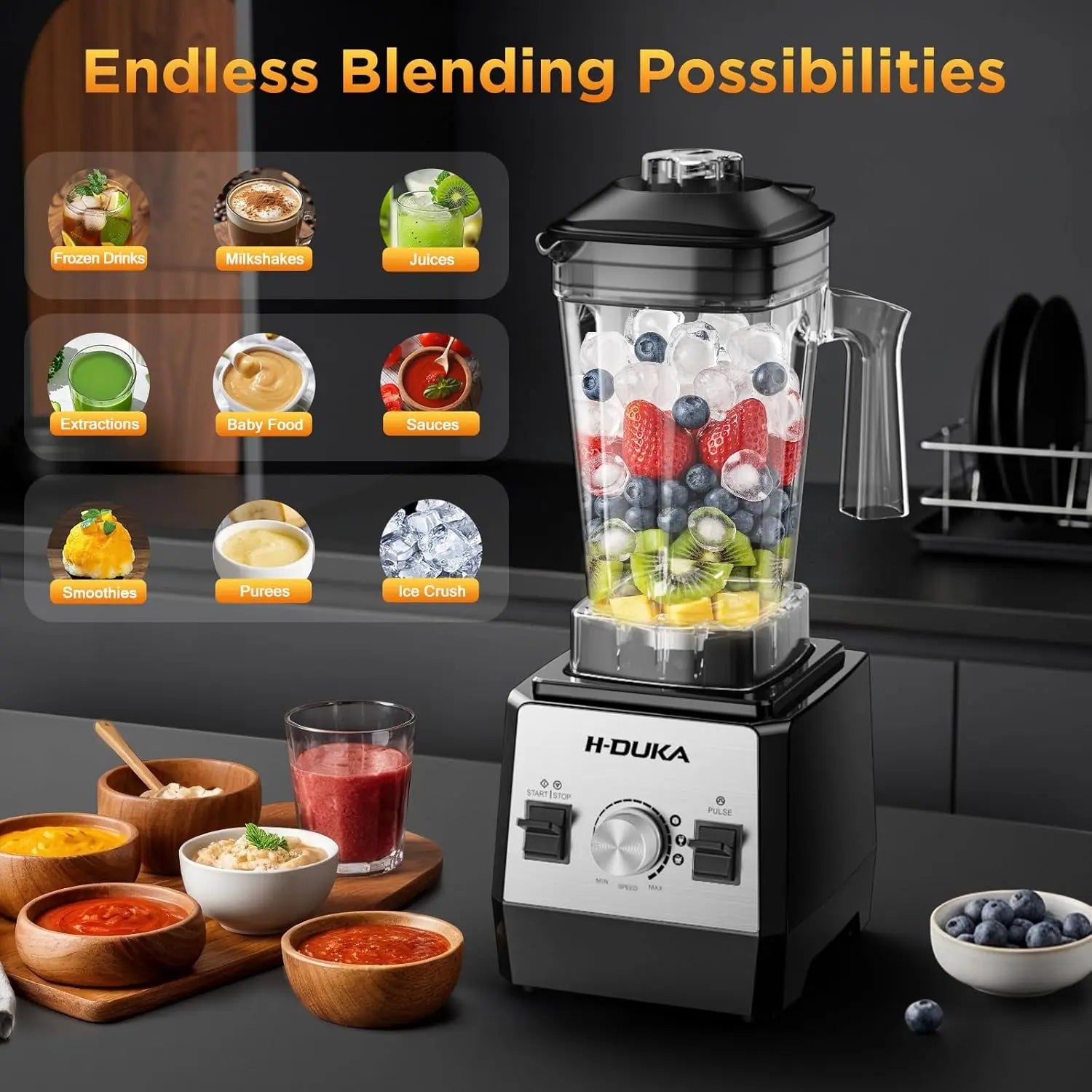 Powerful 25000 PRM Blender for Smoothies, Ice Crushing, Frozen foods