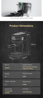 HiBREW Semi Automatic  Espresso Cappuccino Machine