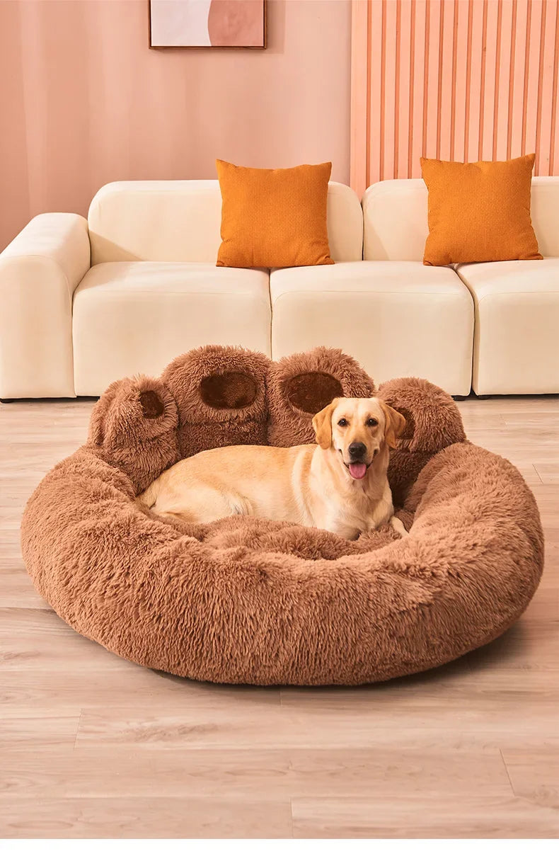 Fluffy & Warm Winter Pet Sofa Bed Basket - Cozy Mat for Small/Large Dogs, Puppies & Cats with Blanket