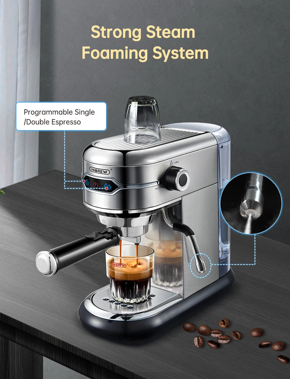HiBREW Semi Automatic  Espresso Cappuccino Machine