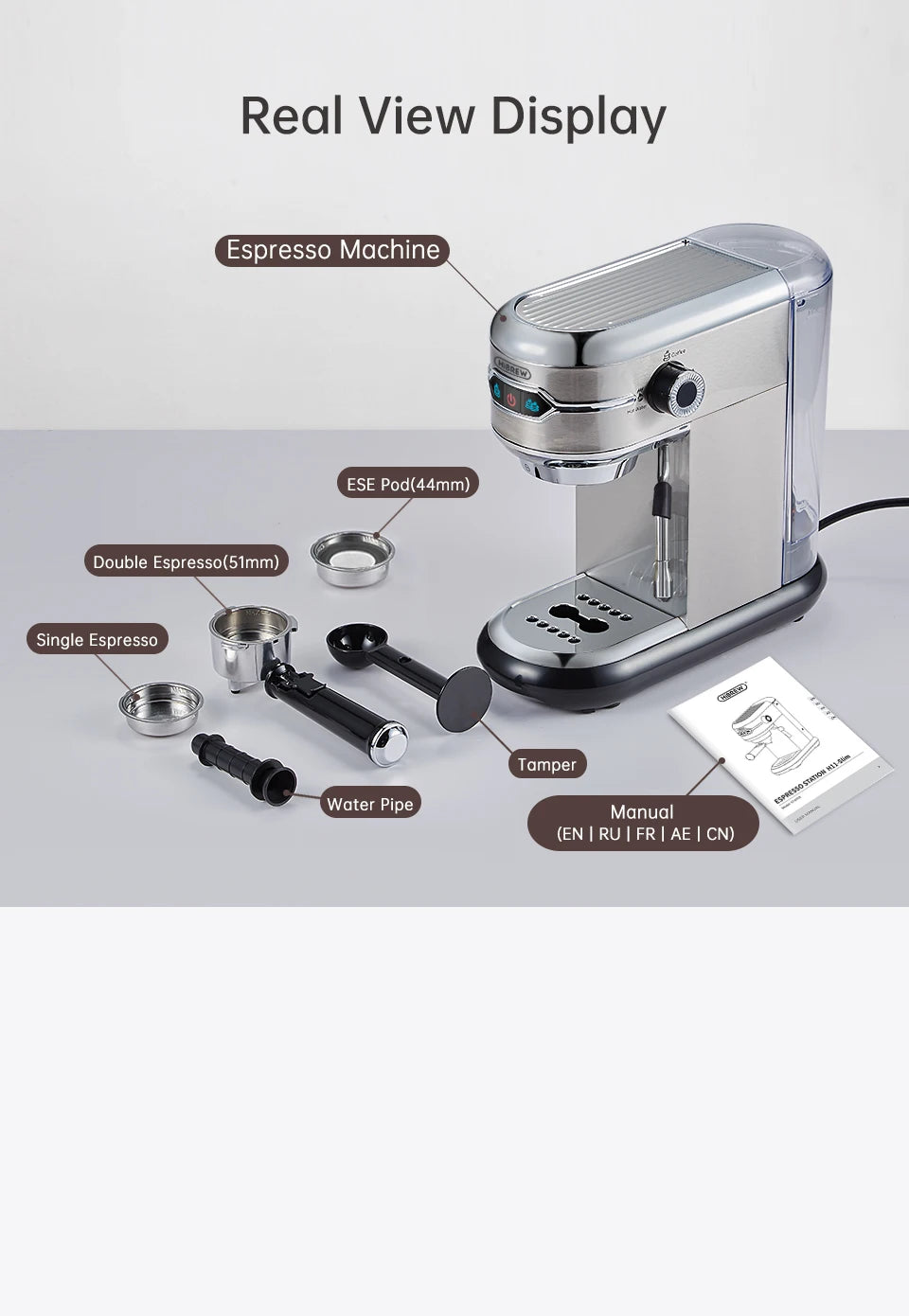HiBREW Semi Automatic  Espresso Cappuccino Machine