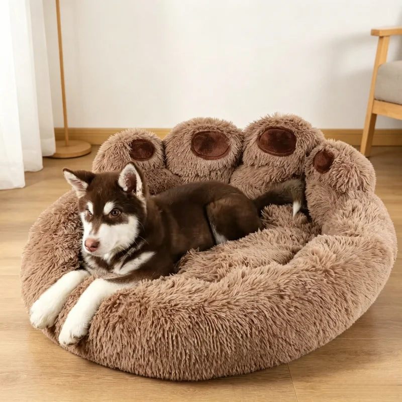 Fluffy & Warm Winter Pet Sofa Bed Basket - Cozy Mat for Small/Large Dogs, Puppies & Cats with Blanket