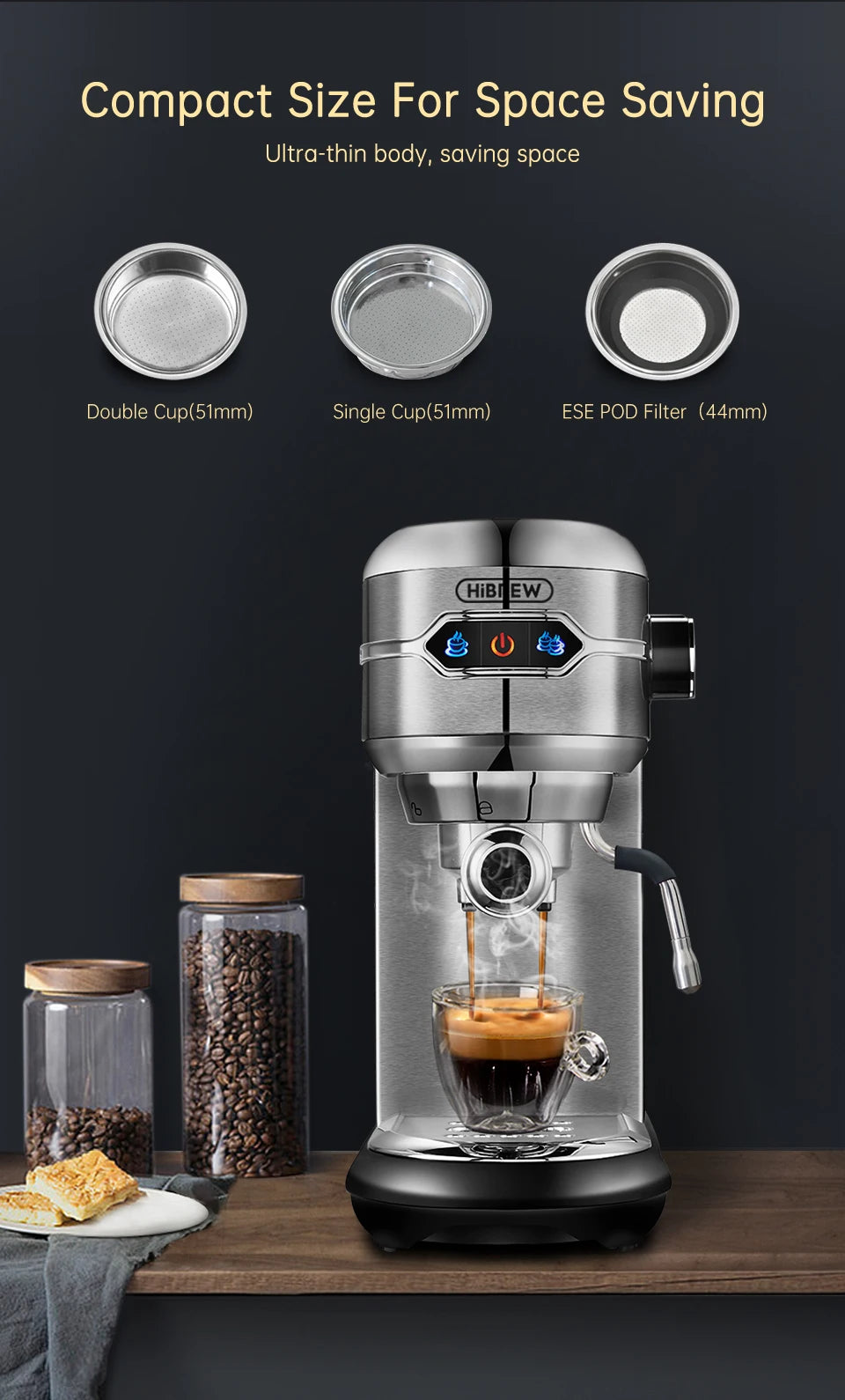 HiBREW Semi Automatic  Espresso Cappuccino Machine