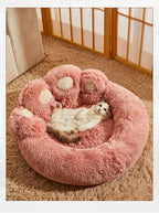 Fluffy & Warm Winter Pet Sofa Bed Basket - Cozy Mat for Small/Large Dogs, Puppies & Cats with Blanket