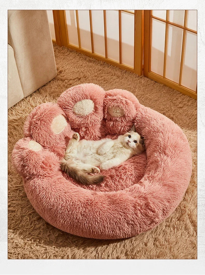 Fluffy & Warm Winter Pet Sofa Bed Basket - Cozy Mat for Small/Large Dogs, Puppies & Cats with Blanket