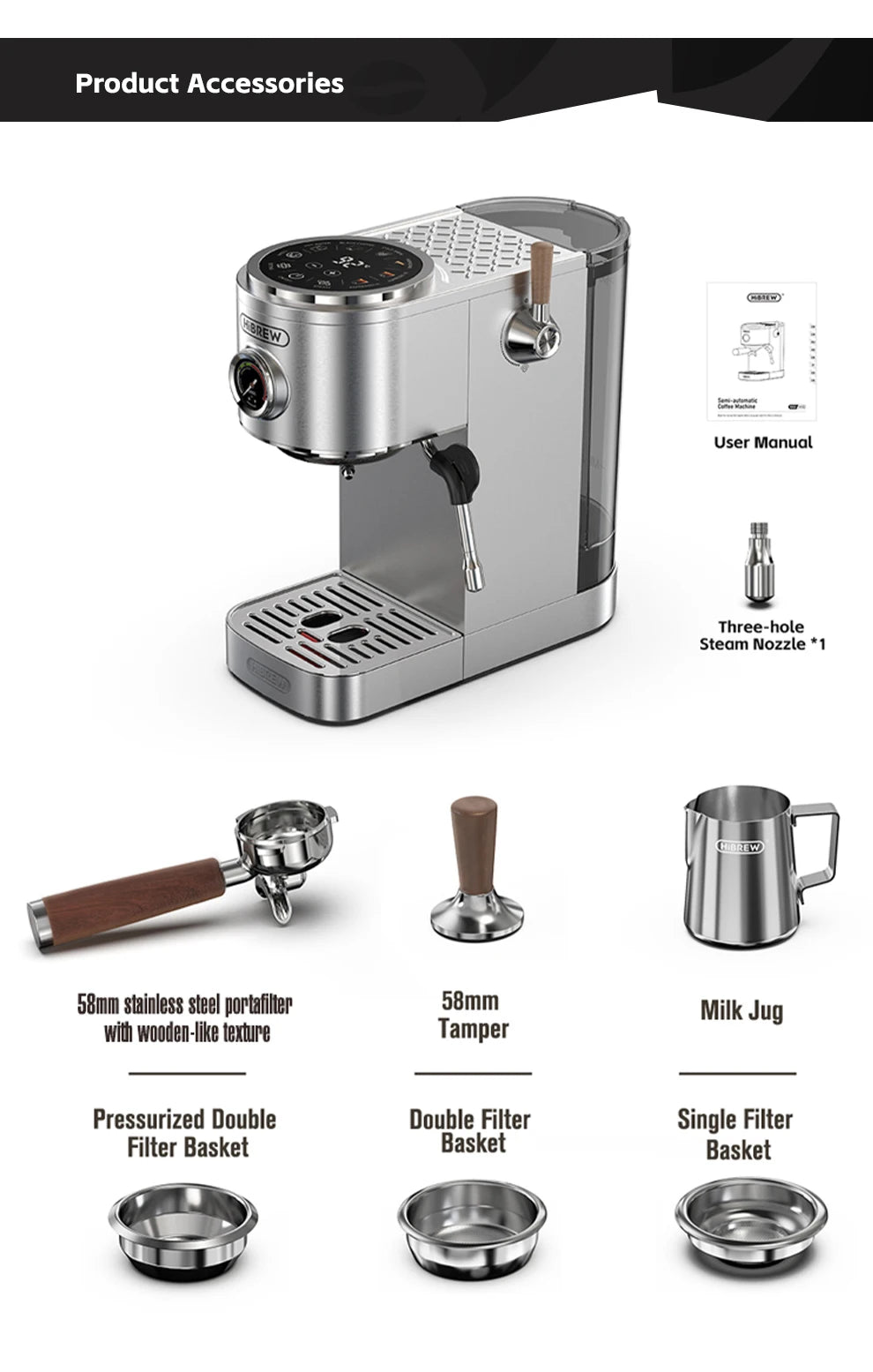HiBREW Semi-automatic Espresso Coffee Machine