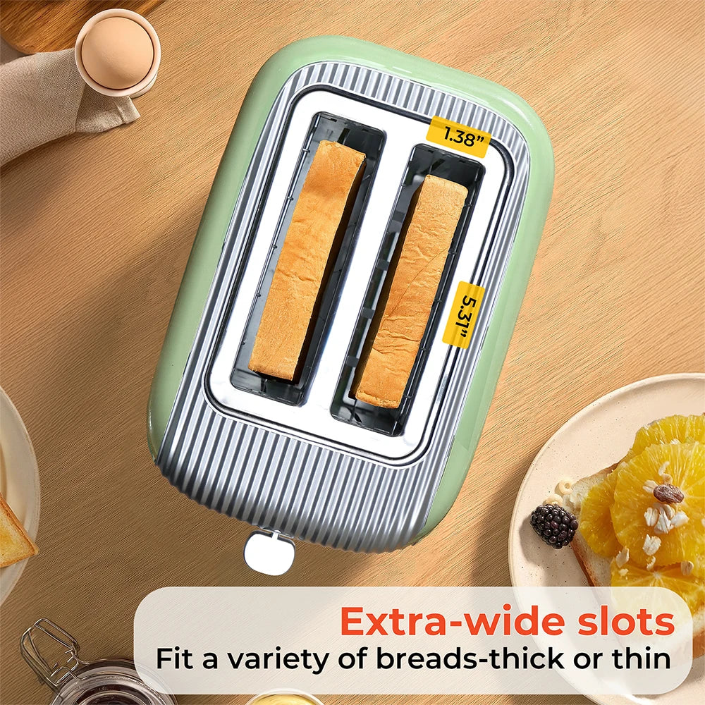 2 Slice Wide Slot Toaster with 7 Preset Temperature and Defrost Small Household Bread Maker Sandwich Maker Toaster US/EU plug