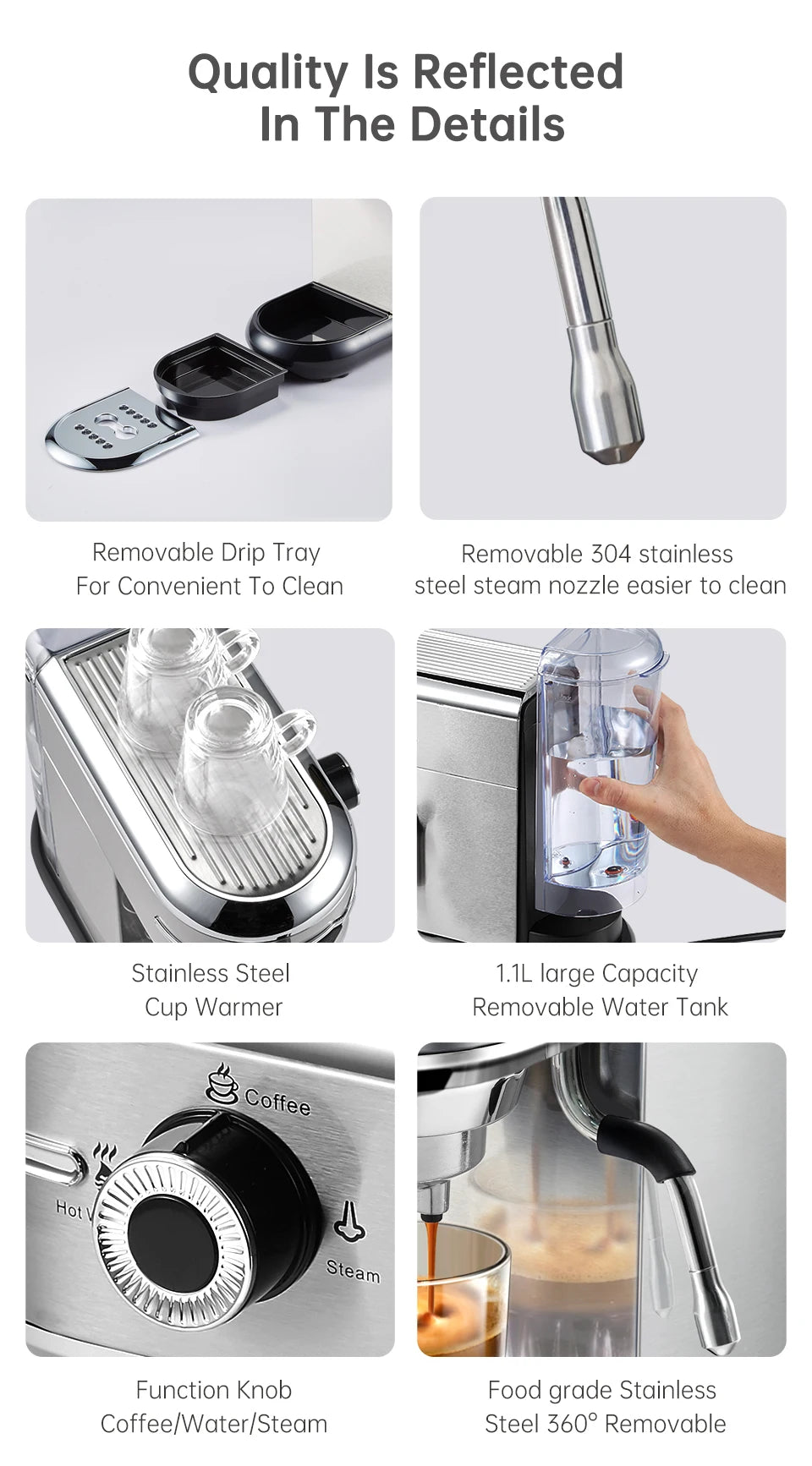 HiBREW Semi Automatic  Espresso Cappuccino Machine