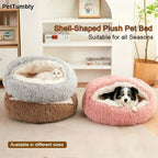 Cozy Cat Bed Shell-Shaped Semi-Enclosed Sleeping Nest, Warm Soft Plush Pet Mattress Pad for Cats, Small Dogs and Kittens